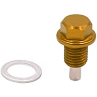 sourcing map Rosca M12x1.5 Dorado Magnético Tornillo de Vaciado del Cárter de Aceite con Arandela